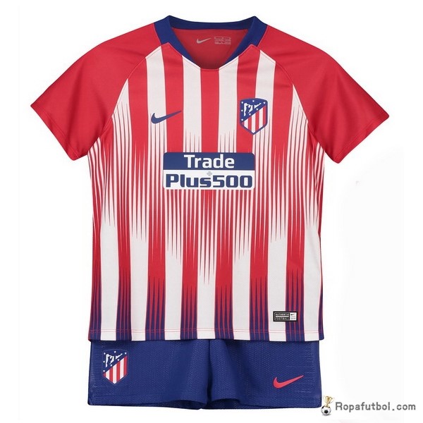 Camiseta Atlético de Madrid Replica Primera Ropa Conjunto De Niños 2018/19 Marino Rojo